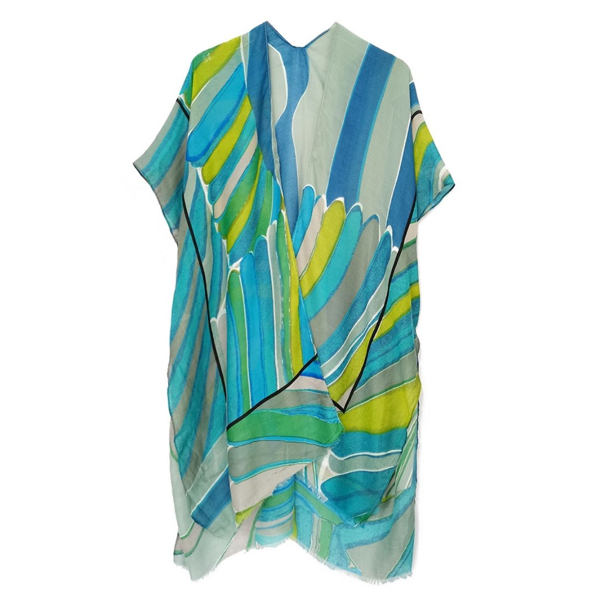 Green Abstract Print Kimono