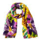 Long Purple Watercolor Floral Scarf
