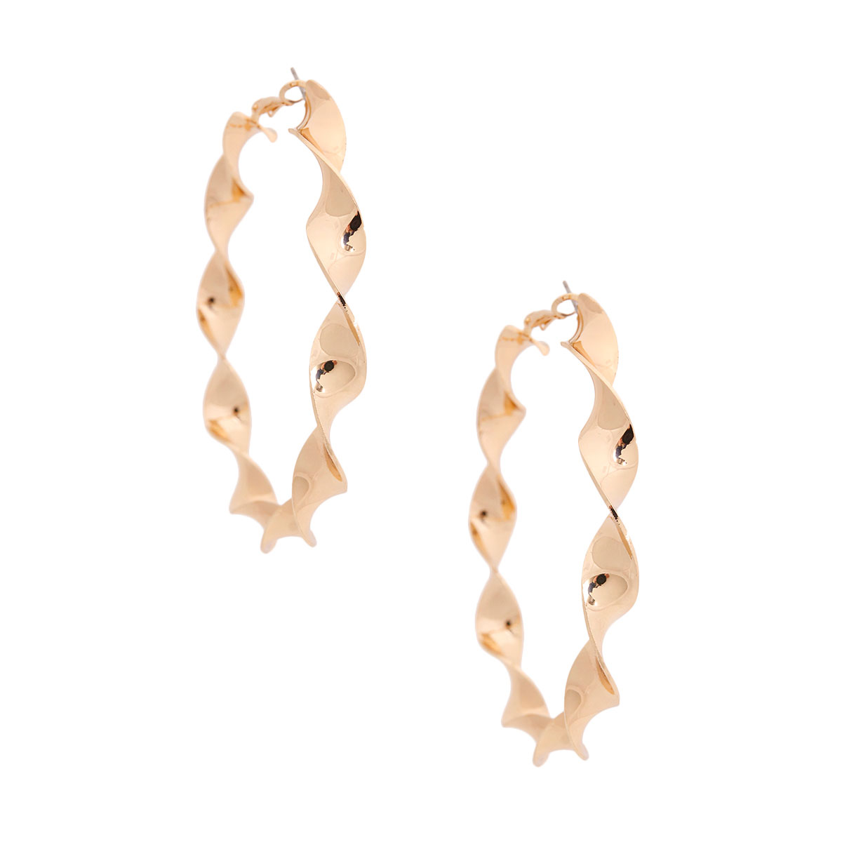 Gold Metal Twisted Hoops