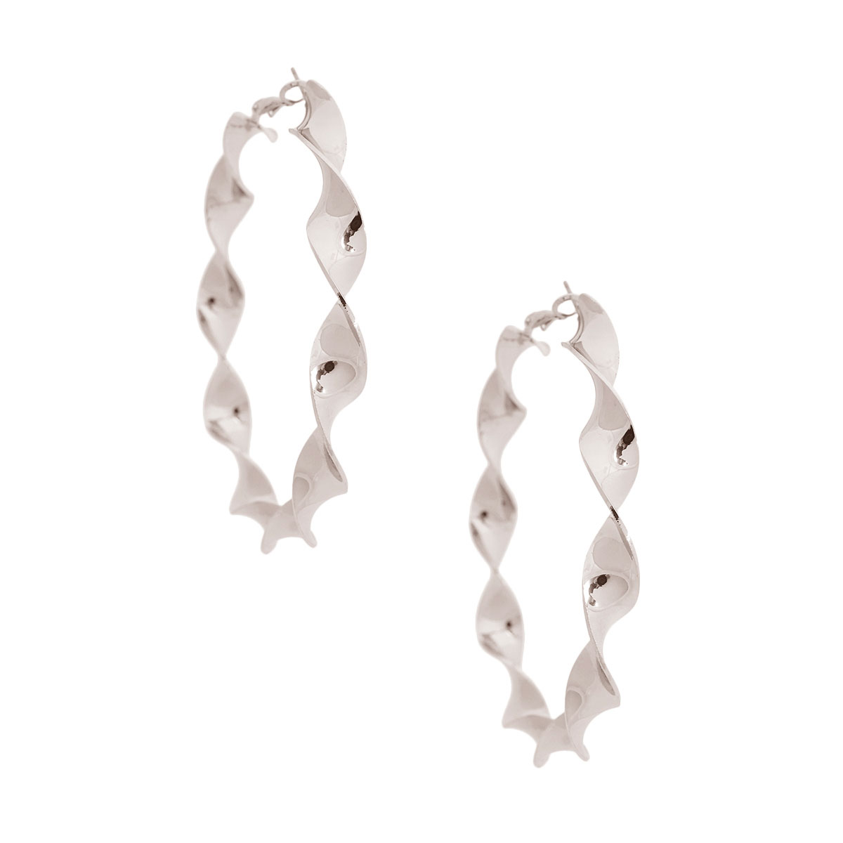 Silver Metal Twisted  Hoops
