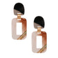 Brown Rectangle Abalone Earrings