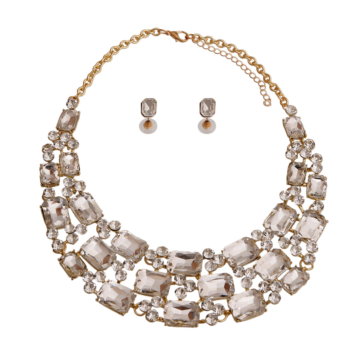 Gold Radiant Cut Crystal Collar Set