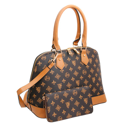 Louis Inspired Brown Dome Bag Set