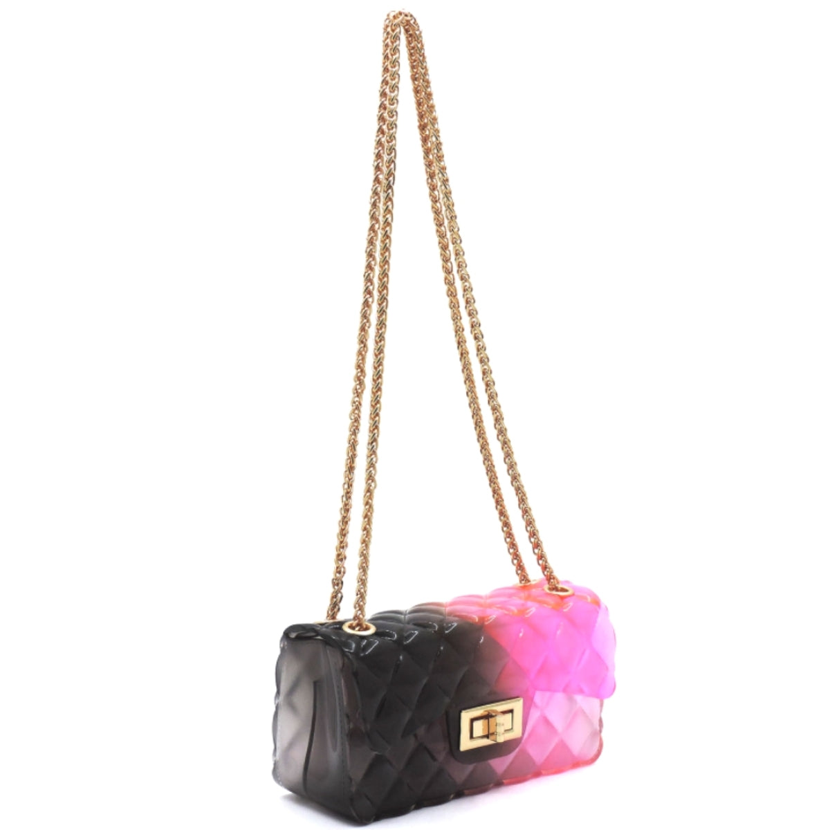Black and Pink Quilted Jelly Crossbody