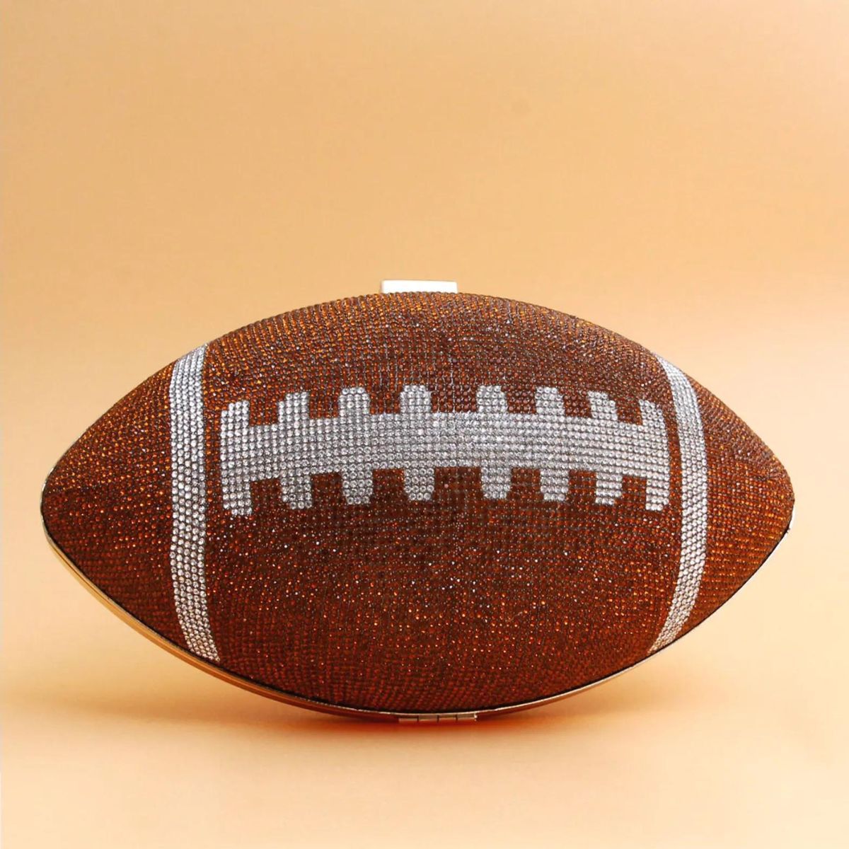 Brown Football Hardcase Clutch