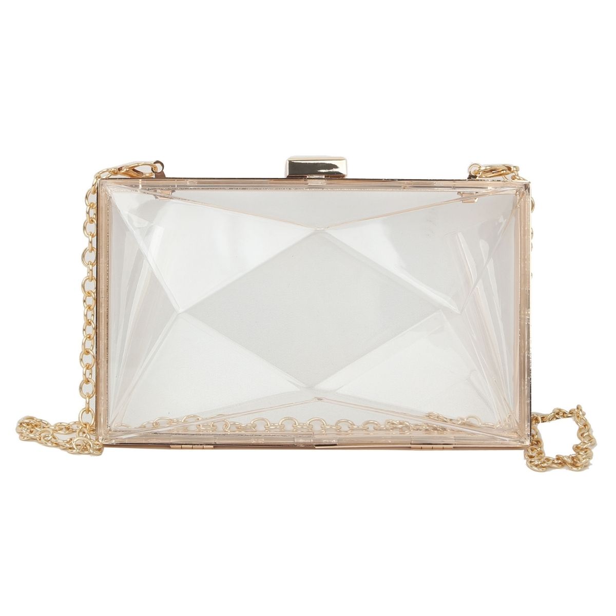 Clear and Gold Hard Case Clutch