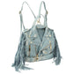 Denim Moto Fringe Backpack