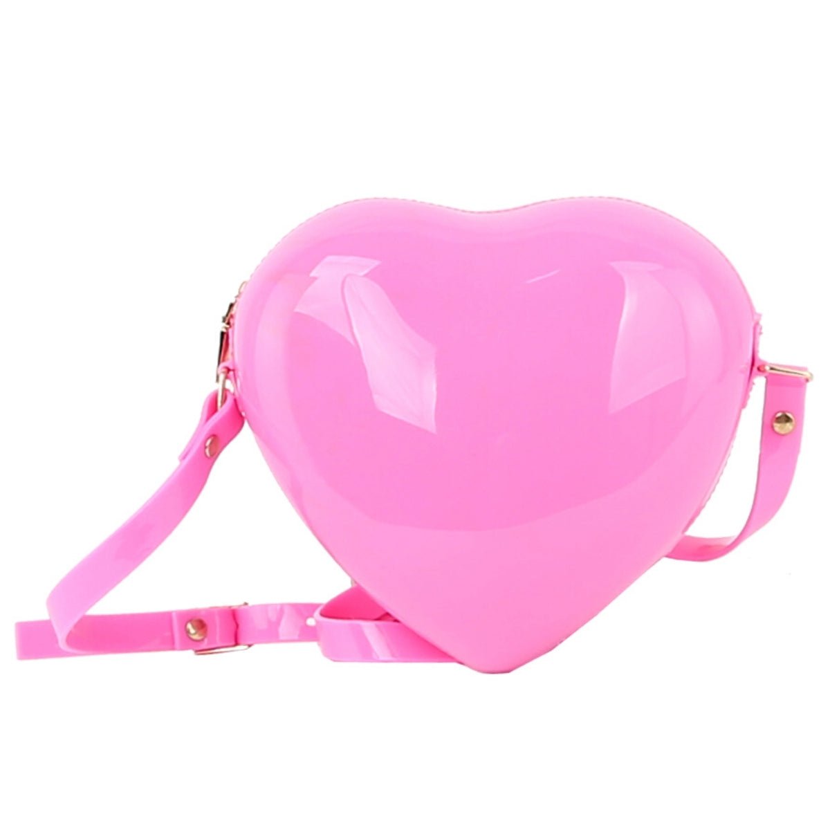 Pink Heart Jelly Crossbody Bag