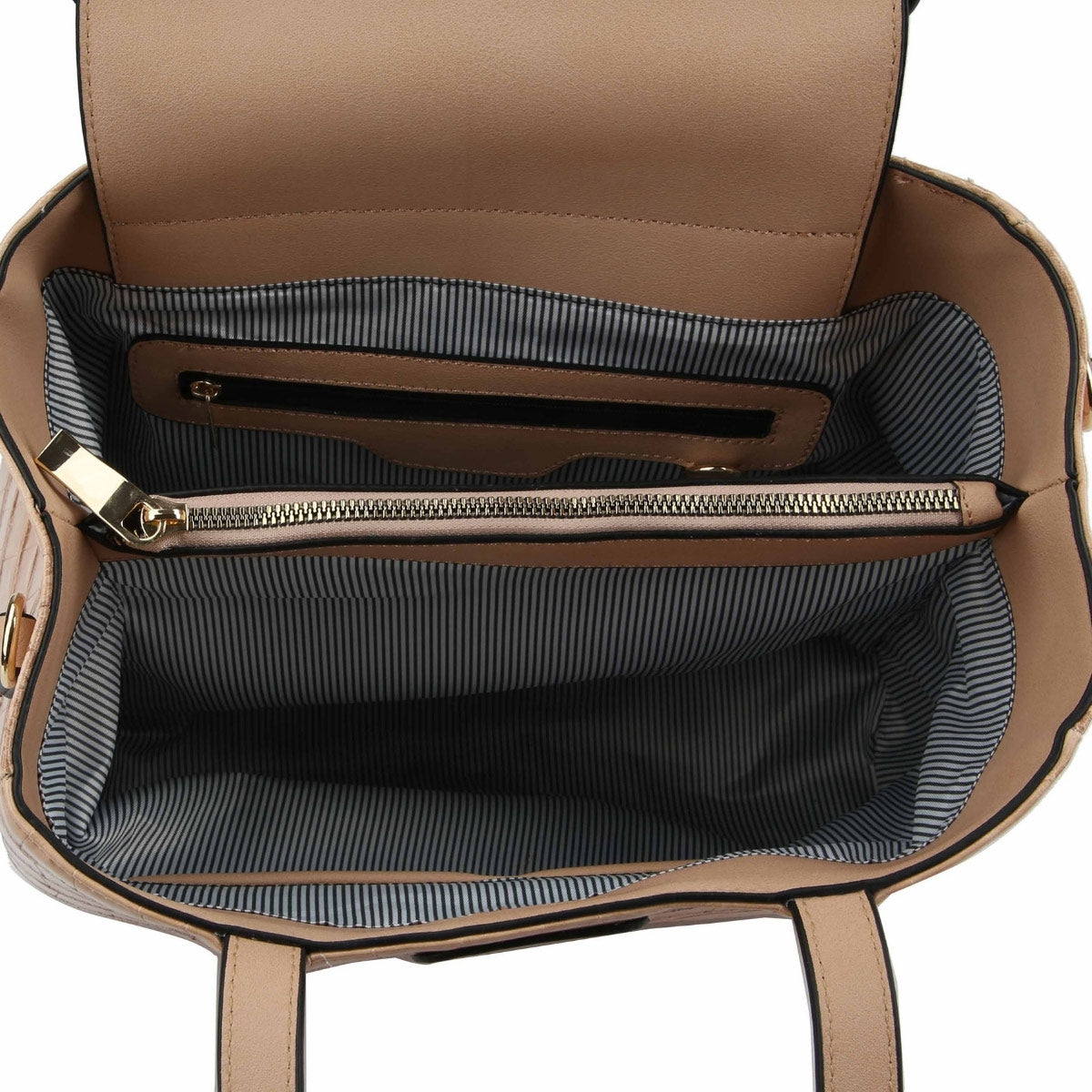 Light Brown Croc Tote Wallet Set