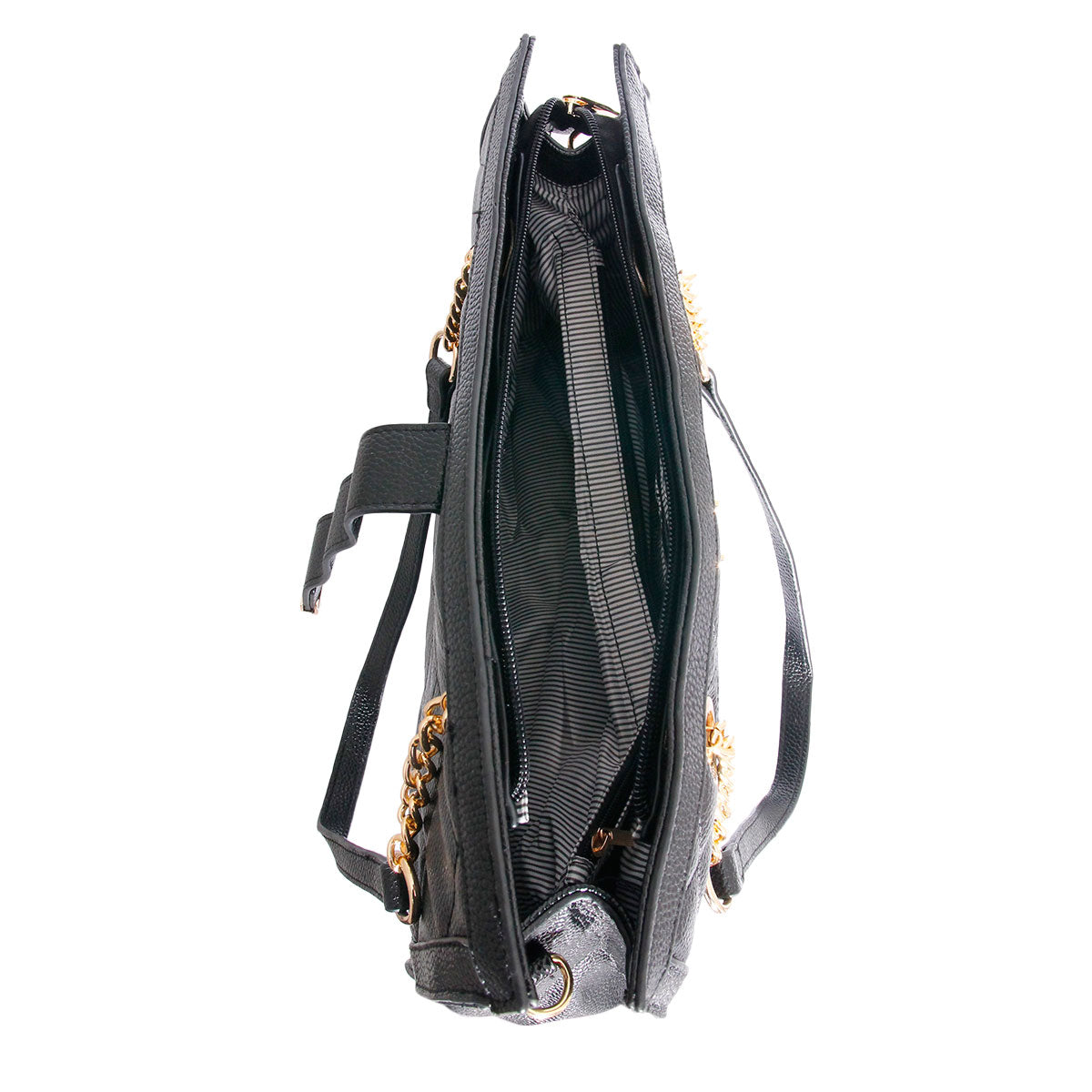 Soft Black Quilted Tote Handbag Set