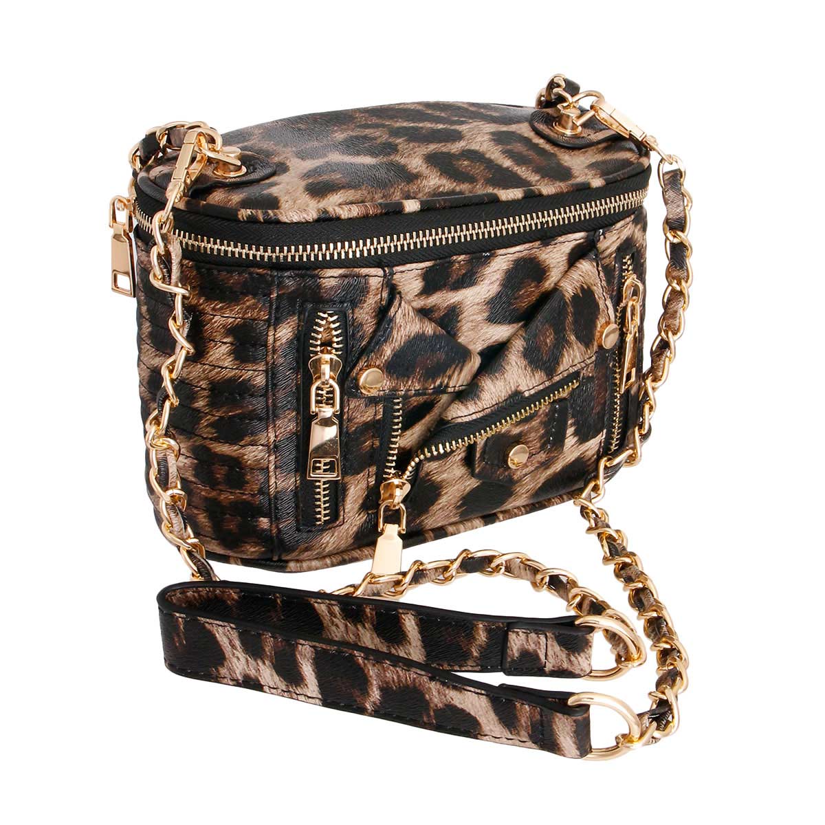 Leopard Moto Cosmetic Bag Shaped Handbag