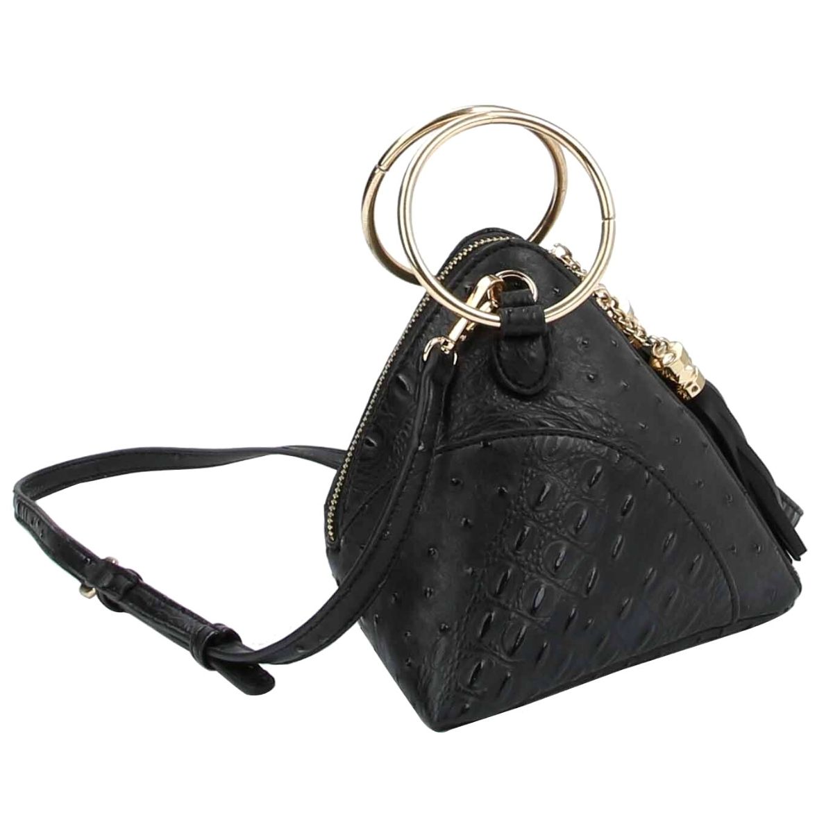Black Ostrich Triangle Clutch