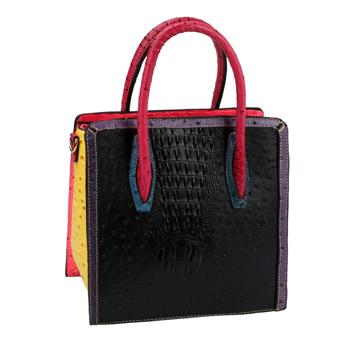 Black Ostrich Tote Handbag