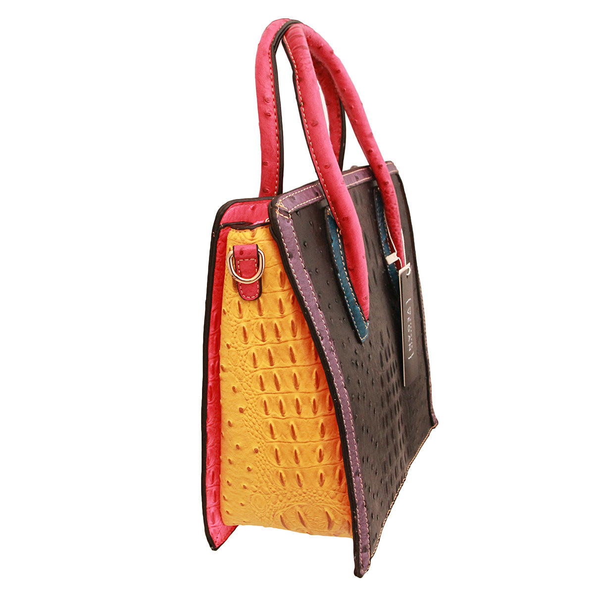 Black Ostrich Tote Handbag