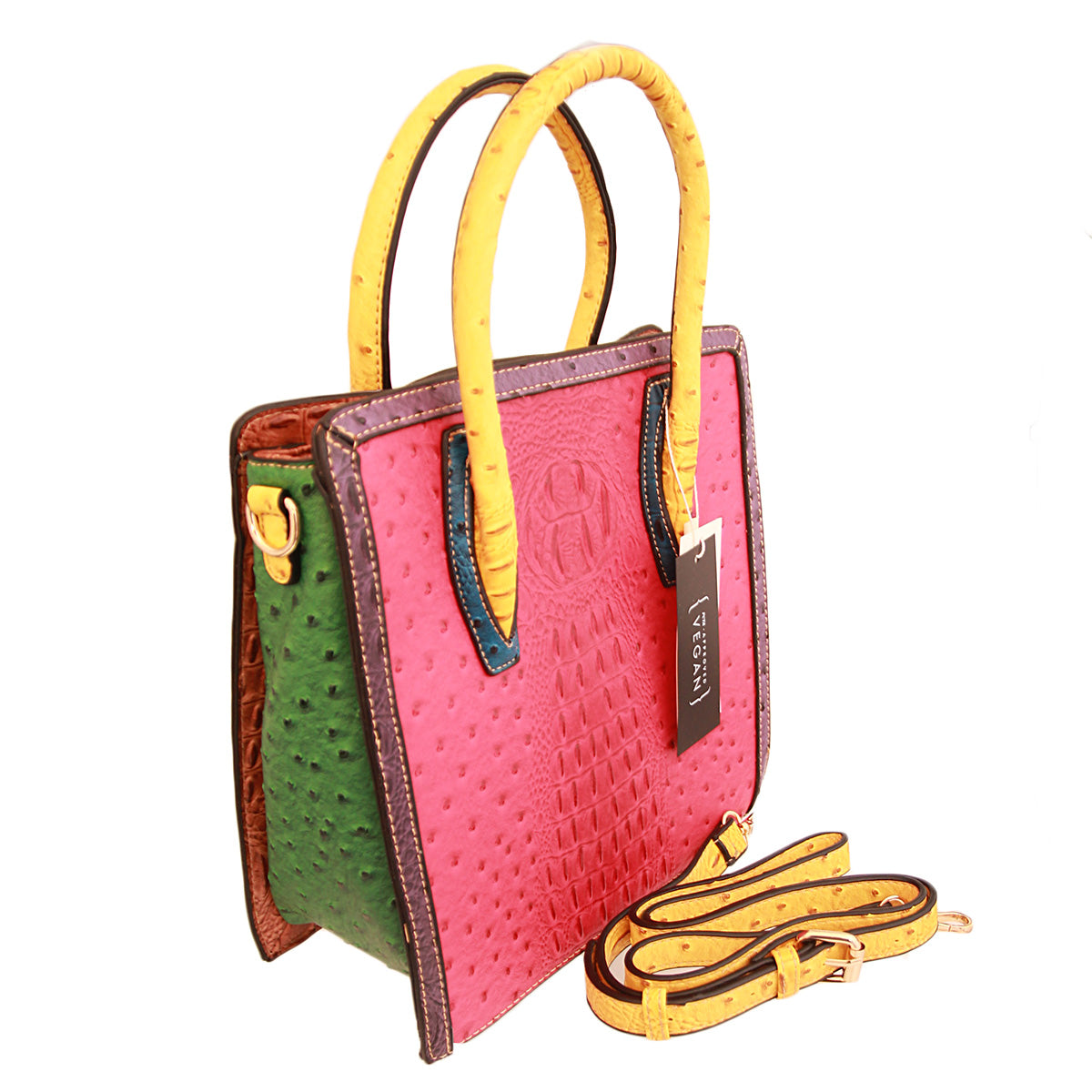 Fuchsia Ostrich Tote Handbag