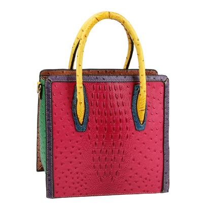Fuchsia Ostrich Tote Handbag