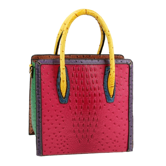 Fuchsia Ostrich Tote Handbag