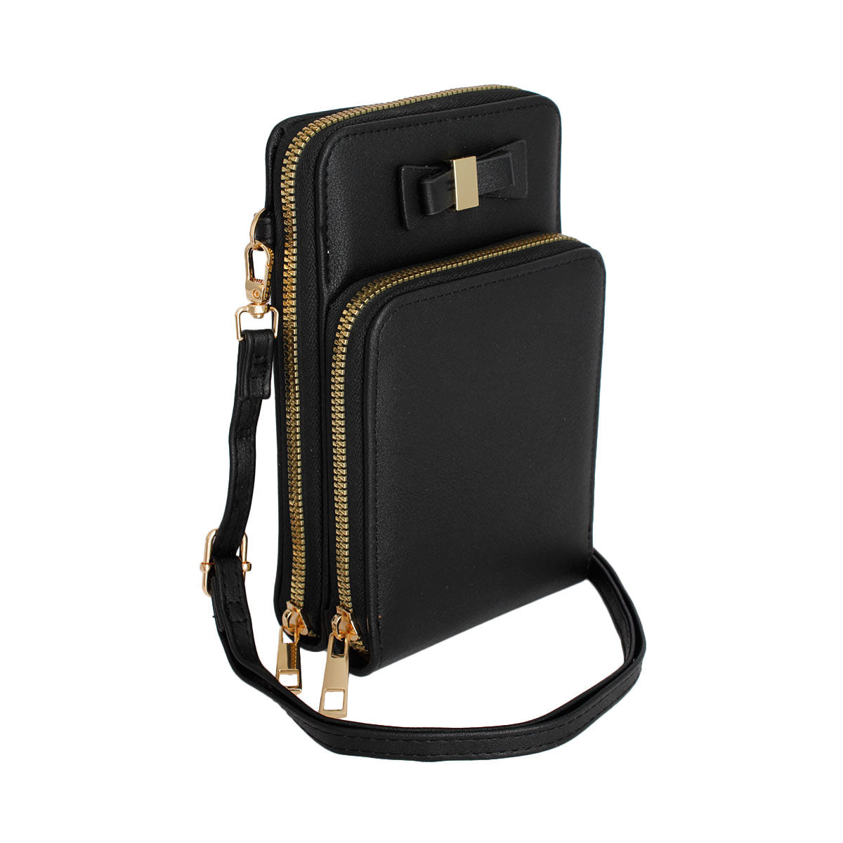 Black Triple Pocket Mobile Crossbody