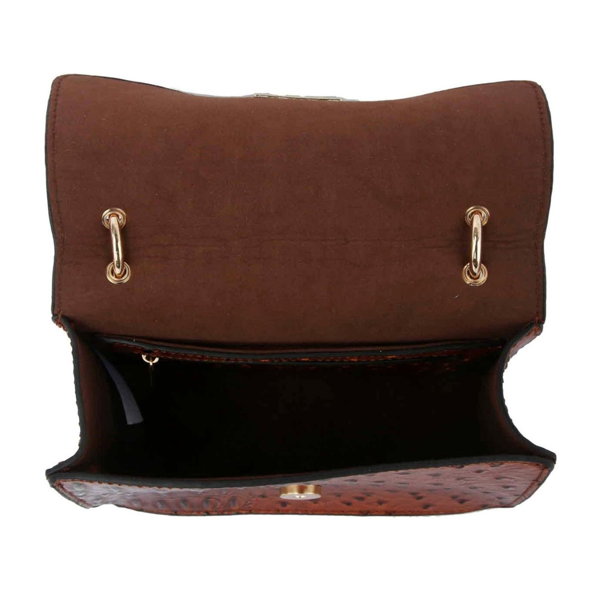 Brown Ostrich Stripe Mini Satchel Bag