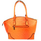 Bright Orange Ostrich Croc Bee Bag Set