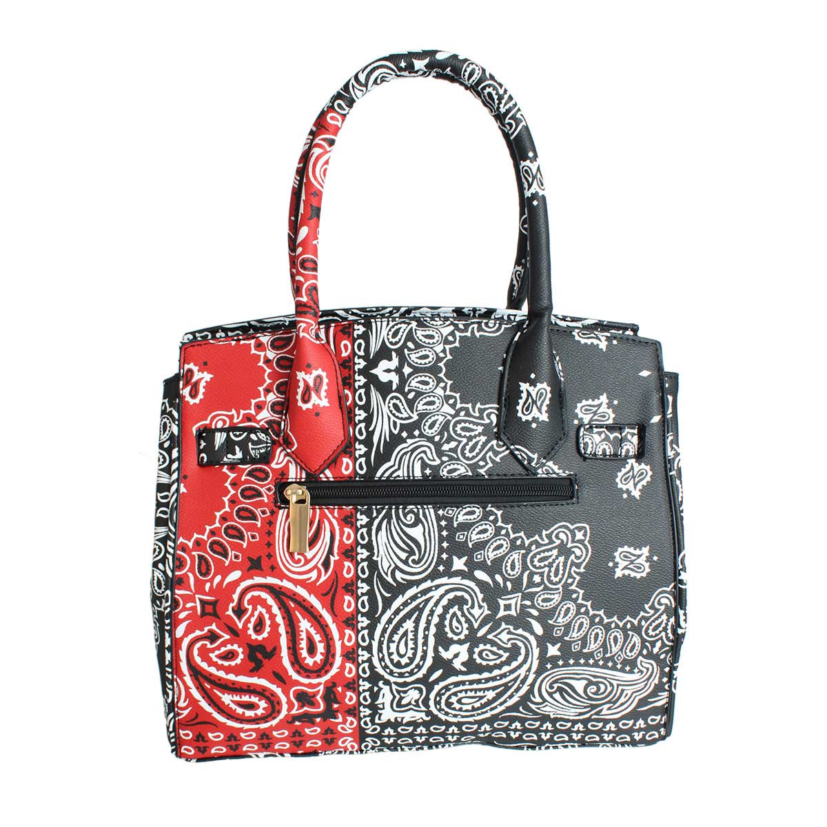 Black and Red Paisley Print Tote Handbag