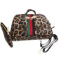 Leopard Print Stripe Top Handle Handbag Set