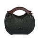 Black Round Wooden Handle Handbag