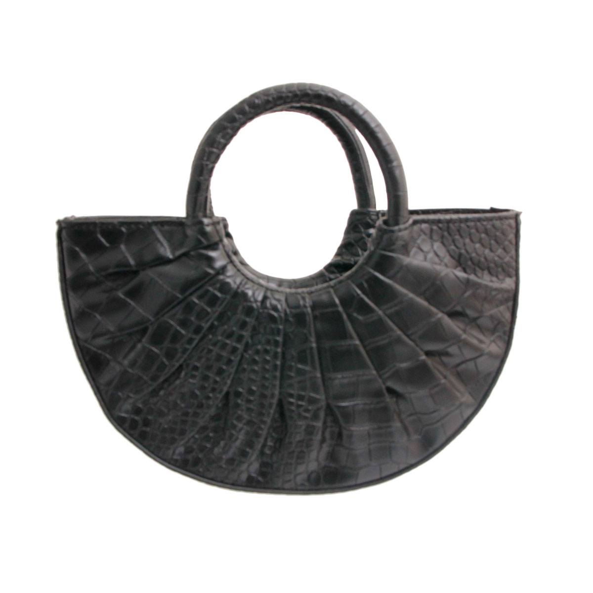 Black Semicircle Pleated Handbag