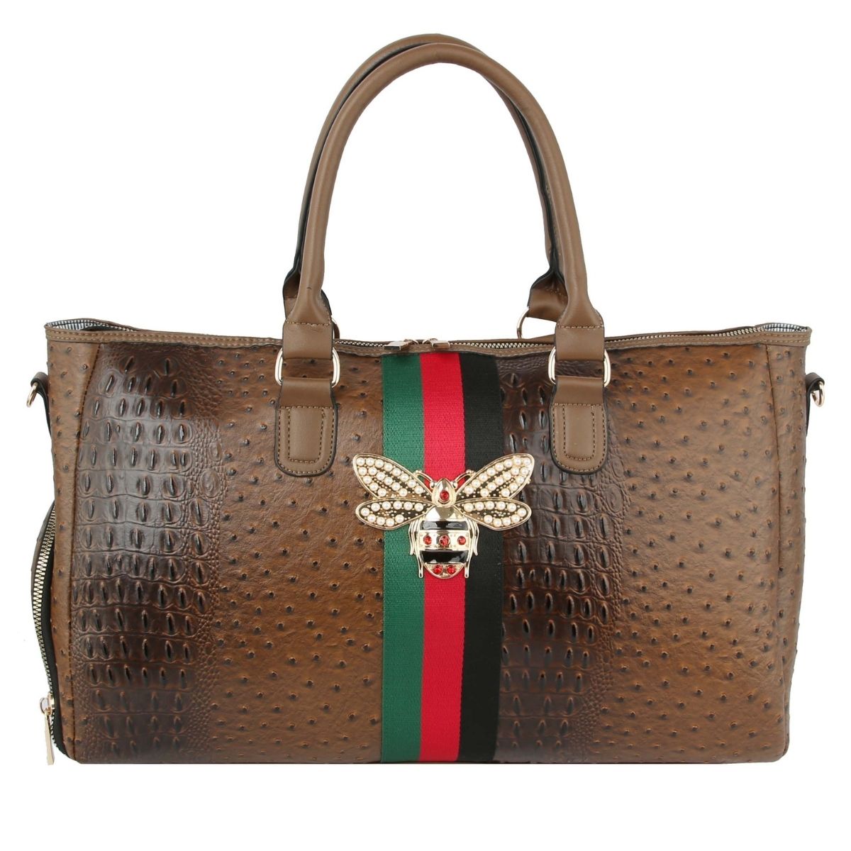 Designer Stripe Dark Brown Weekender