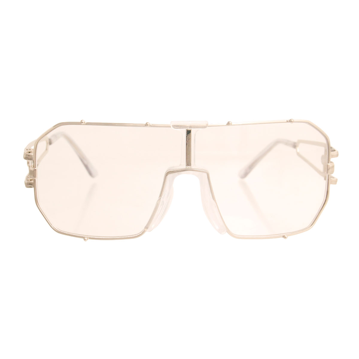 Silver 80's Square Clear Glasses