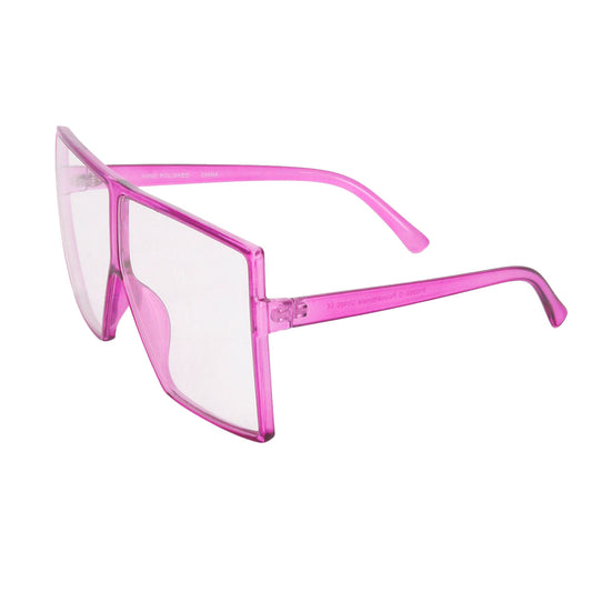 Purple Clear Oversized Square Glasses