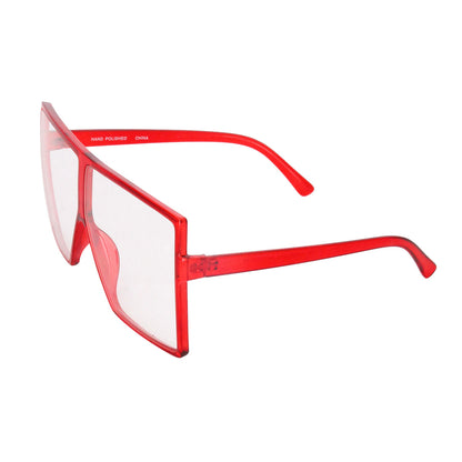 Red Clear Oversized Square Glasses