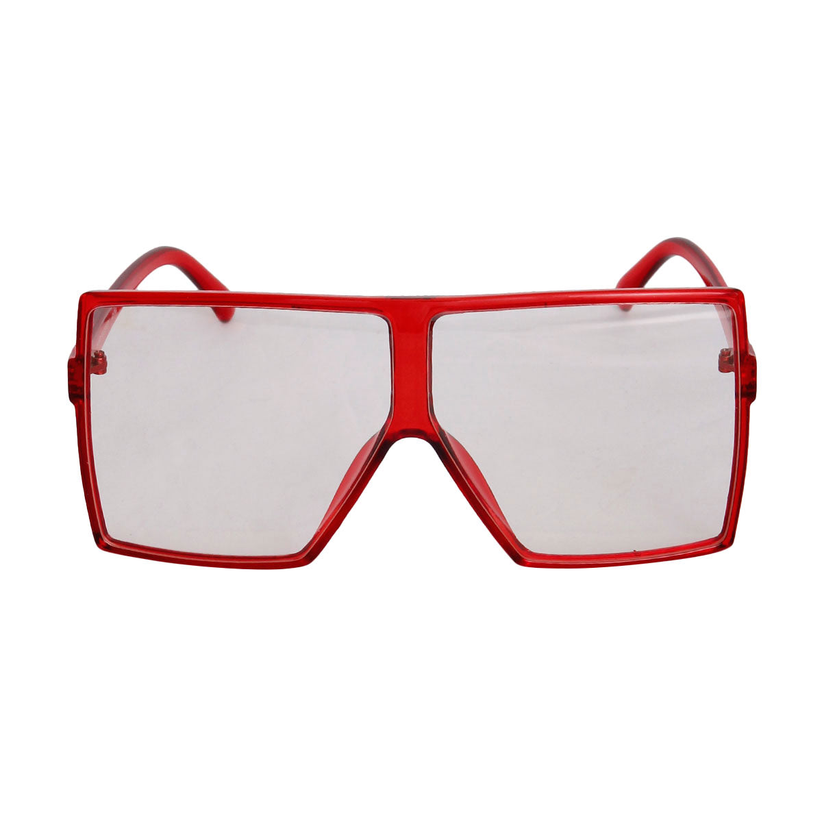 Red Clear Oversized Square Glasses