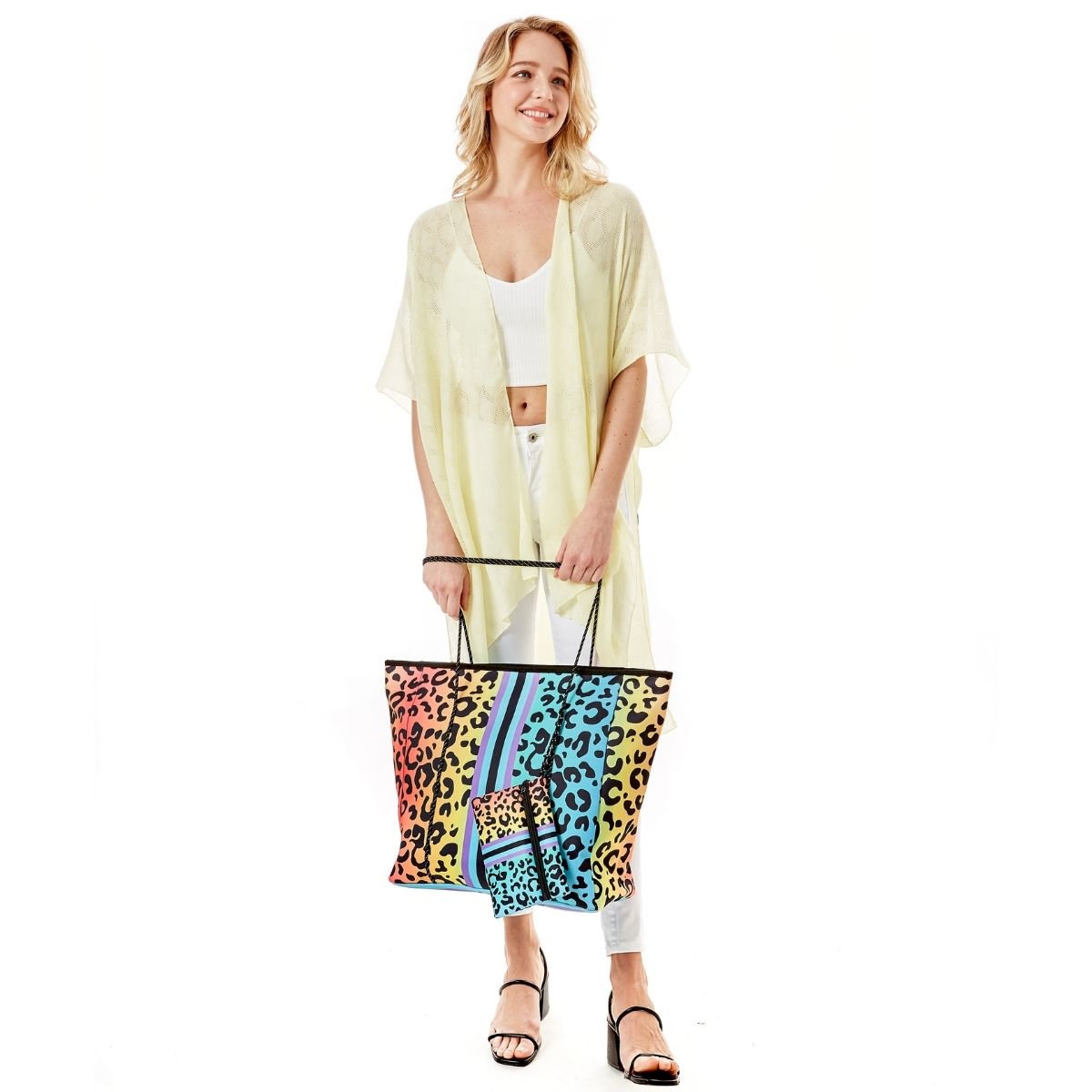 Rainbow Leopard Beach Tote Set