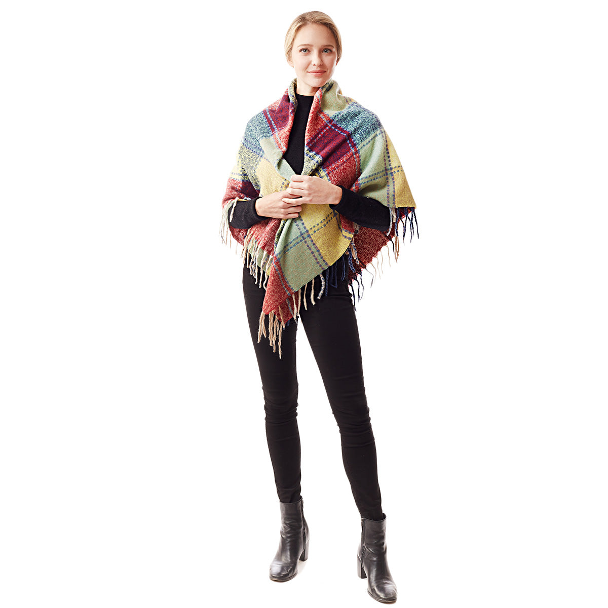 Multi Plaid Soft Blanket Scarf