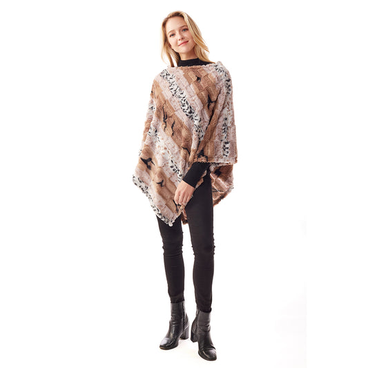 Light Pink Animal Print Fur Poncho
