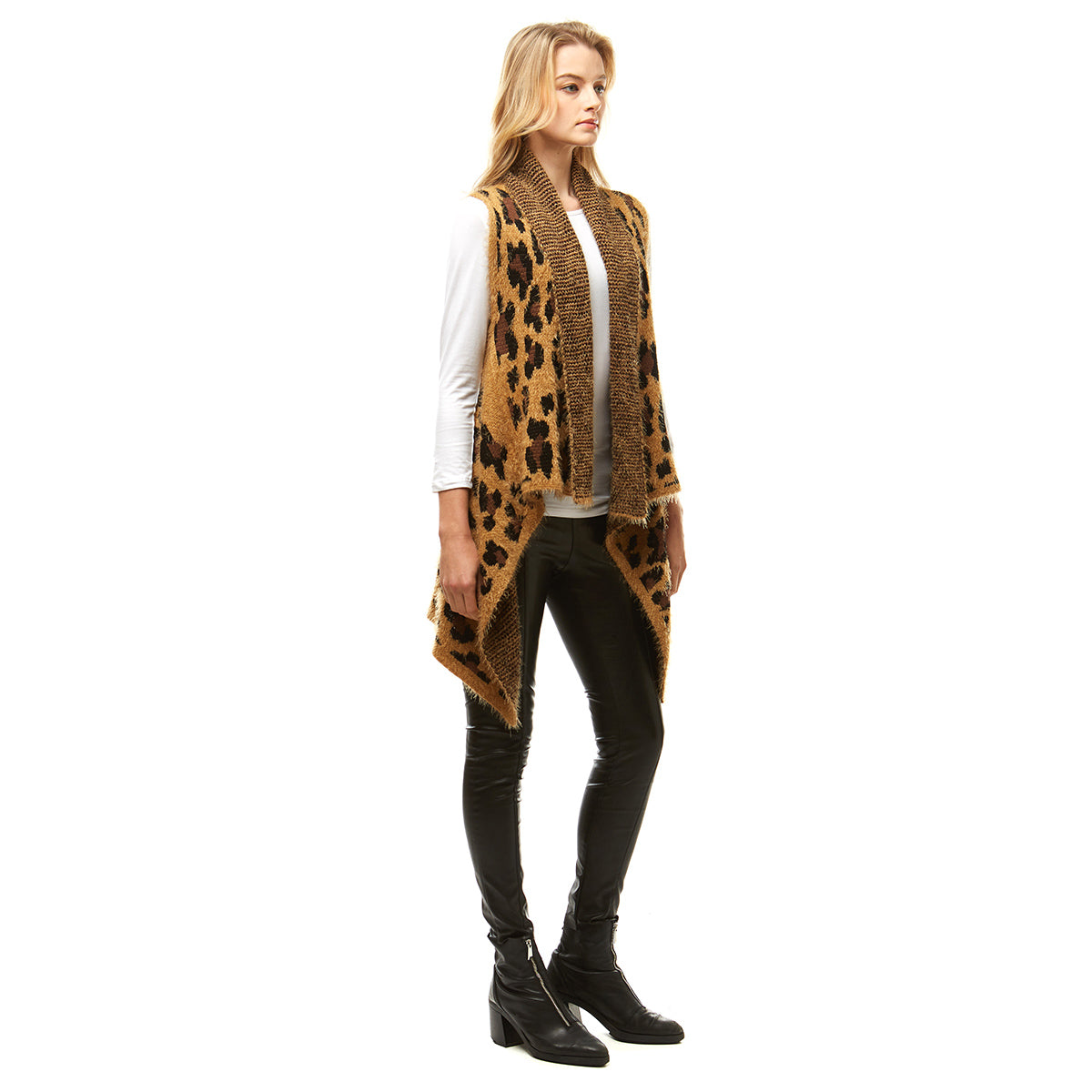 Brown Leopard Fuzzy Vest
