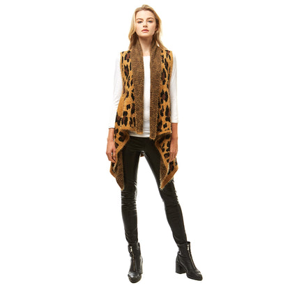 Brown Leopard Fuzzy Vest