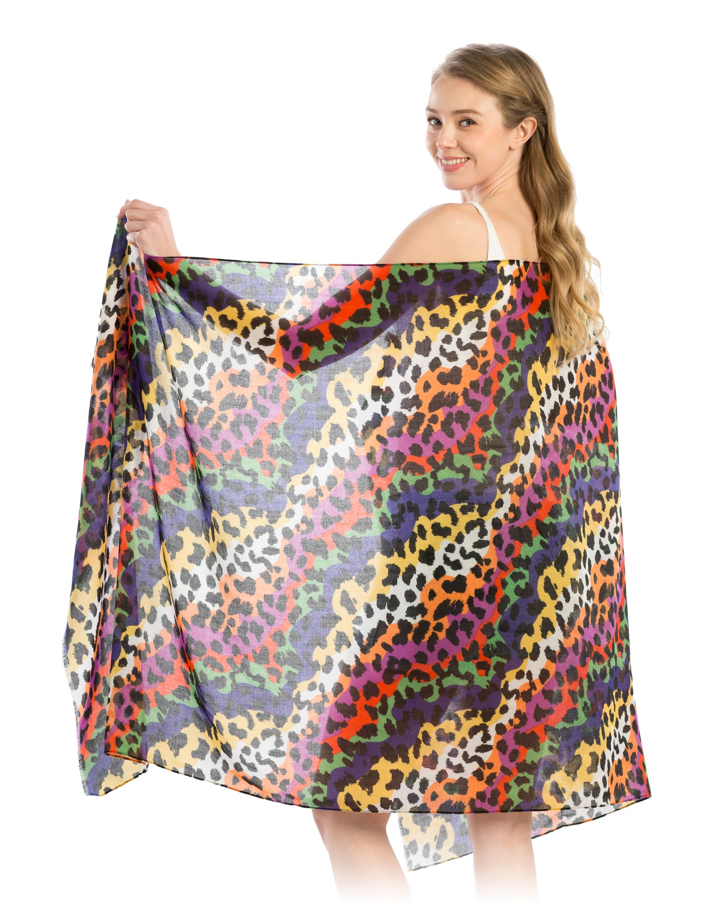 Multi Color Leopard Lightweight Scarf