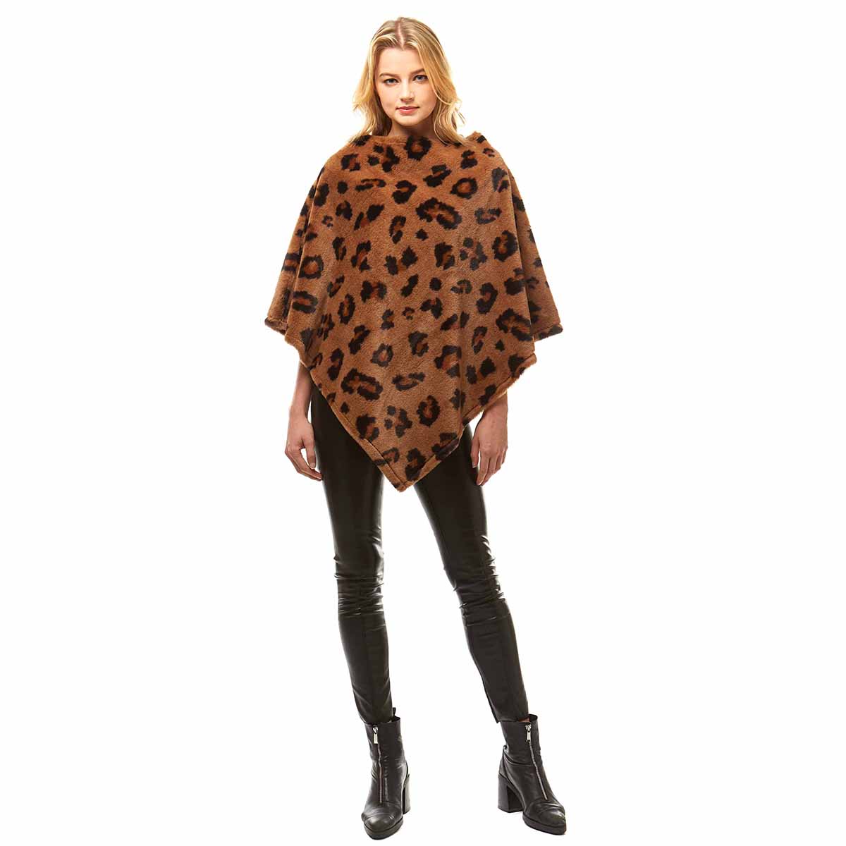 Brown Leopard Fur Poncho