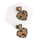 Leopard Fur Bead Heart Earrings