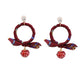 Burgundy Wrapped Ring Earrings Featuring Red Glitter Drop Ball