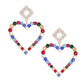 Multi Crystal Heart Drop Earrings