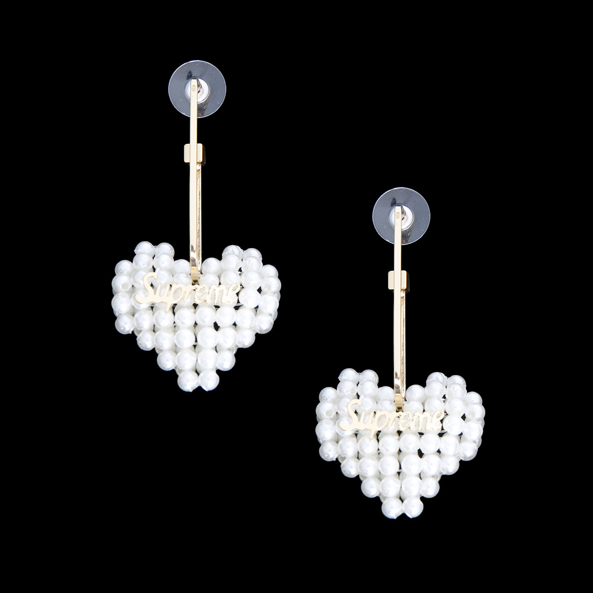 Supreme Pearl Heart Hoops