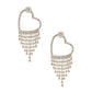 Gold Heart Rhinestone Fringe Studs