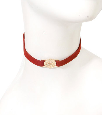 Gold Versace Lion and Suede Choker