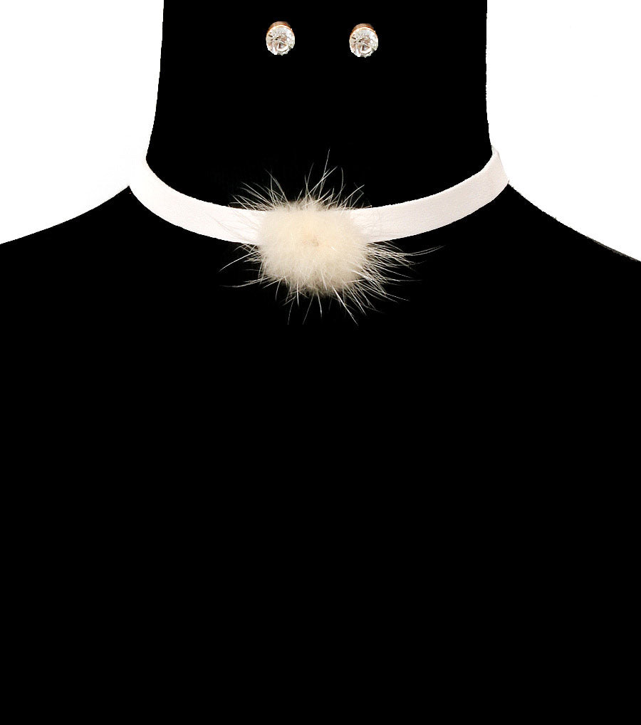 Dozen Ivory Pom Pom Chokers