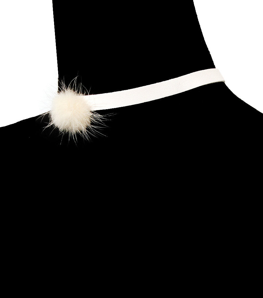 Dozen Ivory Pom Pom Chokers