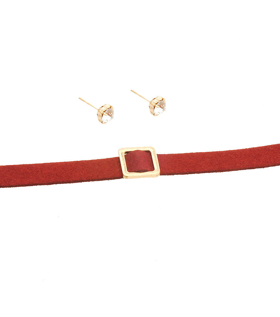 Dozen Burgundy Buckle Chokers