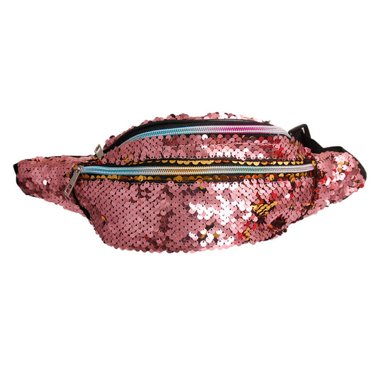 Rose Gold Sequin 3 Pocket Fanny Pack
